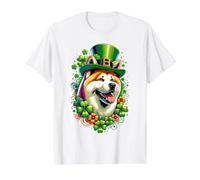 Akita Dog St Patricks Day Artwork Value Graphic T-Shirt, Men, White, S