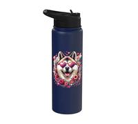 Akita Dog St Valentines Day Artwork Stainless Steel Insulated Water Bottle