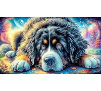 Akita dog watching koi fish by waterfall 1000 Pc Puzzle for Adults - Recycled Paper Educational Decompression Family Game 38x26/1000pcs