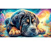 Akita dog watching koi fish by waterfall 1000 Pieces Adult Jigsaw Puzzle - Challenging Educational Game Decompression for Adults Kids 75x50/1000pcs