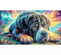 Akita dog watching koi fish by waterfall Jigsaw Puzzle 1000 Pc - Hard Difficult Challenging Educational Game Gift for Adults Kids 38x52/1000pcs