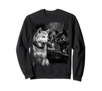 Akita Dogs Smoking Cigarette Lighter Art Sweatshirt