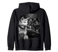 Akita Dogs Smoking Cigarette Lighter Art Zip Hoodie