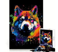Akita Inu Color Shiba Inu Jigsaw Puzzles for Adults 1000 Brain Exercise Smooth Cut Home Activity (38x26cm)