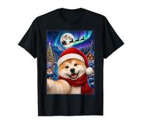 Akita Inu Dog Christmas Selfie Moon Night Santa Sleigh Xmas Value Graphic T-Shirt