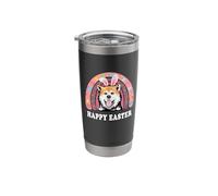 Akita Inu Dog Easter Bunny Eggs Hunting Boho Rainbow Stainless Steel Insulated Tumbler