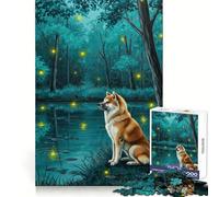 Akita Inu in Enchanted Forest 1000 Piece Jigsaws for Adults Puzzle DownTime Game Decompress Fun Challenge Fine Art (38x26cm)