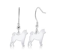 Akita Inu Silhouette Silver Earrings