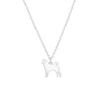 Akita Inu Silhouette Silver Necklace - Personalised