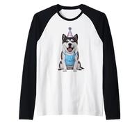 Akita Let's Pawty Birthday Party Dog Lover Raglan Baseball Tee