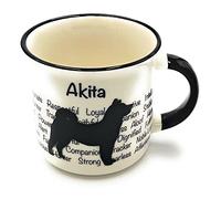 Akita Mug - Dog Silhouette in Black on White Mug, Characteristics on Cup. Coffee Mug/ Tea Cup. Great Gift/ Present idea for Dog Owners.