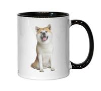 Akita Shiba Inu Smiling Ceramic Tea Coffee Mug Black