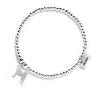 Akita Silhouette Silver Ball Bracelet - Personalised