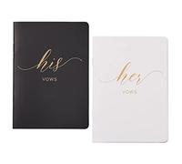 AKITSUMA Vow Books for Wedding Bride and Groom Booklet for Wedding Gift Set of 2 (Black + White/Gold Foil)
