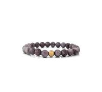Akitsune Globae Pearl Bracelet | Bracelet Women Men Beads Semi-Precious Stone Spiritual Energy Stone - Matte Black Onyx - 18 cm