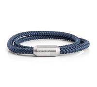 Akitsune Mare Sailing Rope Nylon Bracelet | 5 mm wide | Magnetic Capsule Clasp Double Wrapped Women Men Maritime - Silver-Navy Blue 41.00 cm