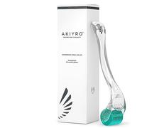 AKIYRO Derma Roller Titanium - 0.30mm Microneedle Roller with Case - 192 Micro Needling Dermal Kit for Face, Scalp and Body - At Home Microneedling Device for Women and Men (Green)