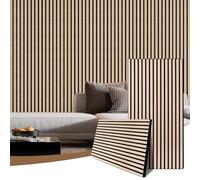AKK-PANE 2 Pack Acoustic Wall Wood Panels - 1200mm x 600mm 1.44 m² - 3D Slat Wall Panelling for Wall and Ceiling - Sound Absorbing Wooden Wall Panels for Living Room, Bedroom, Office (Classic Oak 13#)