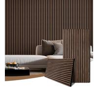 AKK-PANE 2 Pack Acoustic Wall Wood Panels - 1200mm x 600mm 1.44 m - 3D Slat Wall Panelling for Wall- Sound Absorbing Wooden Wall Panels for Living Room, Bedroom, Office (Black Walnut 11#)