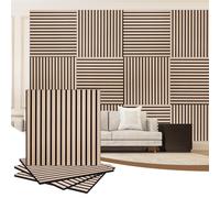 AKK-PANE 4 Pack Acoustic Wall Wood Panels - 1200 mmx 600mm 1.44 m² - 3D Slat Wall Panelling for Wall and Ceiling - Sound Absorbing Wooden Wall Panels for Living Room, Bedroom, Office (Classic Oak 13#)
