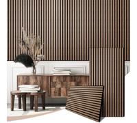 AKK-Stave Acoustic Wall Panels - Wooden Wall Panels for Soundproofing - 2 Pack/1200x600mm/1.44² Acoustic Panels for Walls -3D Wood Slat Wall Panelling-Decorative Wall Panel Kits for Home (4#Walnut)