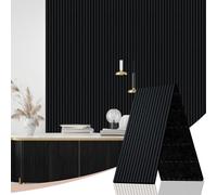 AKK-STAVE Wood Acoustic Wall Panel 2400mm x 600mm (1.44㎡) - Folds to 2x 1200mm x 600mm Wooden Sound Absorbing Panel for Walls, Acoustic Panelling, Noise Reduction Wood Panel for Home(22#Mirage Black)