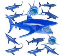 Akkeel Direct Plastic Shark for Drinks - Great Shark Decor for Shark Parties, Shark Decorations for Fun Theme Party. 12 Pack of Sharks