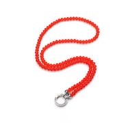 AKKi jewelry Vario Necklace for Pendant Necklace Pendant Rhinestone Crystal Beads Women Jewellery Glass Glitter Round Carabiner Rhinestone Clip Clasp Pearl Necklace 8 mm 80 cm, Stainless Steel, Cubic