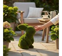 AKKIN Artificial Grass Sitting Bunny Rabbit Garden Ornament, UV-Stabilised, Outdoor Lawn Decor Figurine