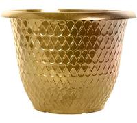 AKKIN Christmas Festive Decorative Plastic Round Plant Pot Planter Minerva Range High Gloss Gold - 24cm (H) 31cm (D) 10 Litre Volume - Indoor or Outdoor Use