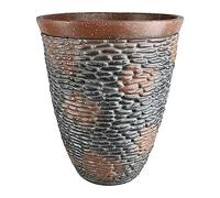 AKKIN Decorative Outdoor Indoor Plastic Rustic Stone Decorative Planter 37cm - Plant Pot Large - Stone Style Finish