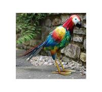 AKKIN Hand Painted Metal Red Parrot - Garden Decor Sculpture - Weather Resistant, Long Lasting - 49cm x 14cm x 32cm for a Gardener