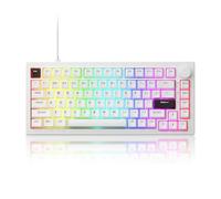 Akko 5075 V3 Wired Mechanical Keyboard, 75% QWERTY Gasket Mount Gaming Keyboard Programmable with RGB Backlit Hot-swappable Frost Pink Switch, Black on White