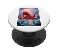 Akkorokamui, red octopus god of Ainu Japanese coast PopSockets Adhesive PopGrip