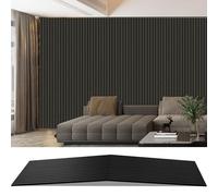 AKKPANE Acoustic Foldable Wood Slat Wall Panels, 2400 mm x 600mm 1.44 m², 3D Slat Wall Panelling for Wall, Sound Absorbing Wooden Wall Panels for Living Room, Bedroom, Office (Mirage Black 22#)