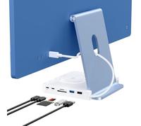 Akkyajaure USB-C Hub for iMac, Docking Station with SD/TF 4.0, 2× USB-C 10Gbps, 1× USBA 10Gbps, 1×USB2.0, 15W Wireless Charging (External Power Required) | iMac Accessories