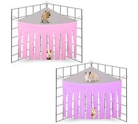 AKlamater 2 Packs Guinea Pig Hideout Corner Hideaway Hammock Corner, Fabric Forest Curtain Hideouts for Small Animals, Hammock Hanging Bed Corner for Hamster Guinea Pig Squirrel Rabbit(Pink+Purple)