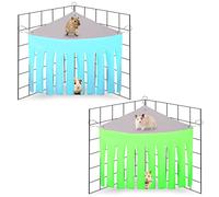 AKlamater 2 Packs Guinea Pig Hideout Corner Hideaway Hammock Corner, Fabric Forest Curtain Hideouts for Small Animals, Hammock Hanging Bed Corner for Hamster Guinea Pig Squirrel Rabbit(Blue+Green)