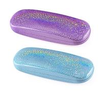 AKlamater 2pcs Hard Shell Eyeglasses Case Bling PU Leather Glasses Case Protective Case fits Most Glasses and Sunglasses for Men Women
