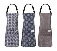 AKlamater 3 PCS Women Apron with Pockets Adjustable Cooking Aprons PVC Waterproof Kitchen Bib Apron for Kitchen Cooking Baking Household Cleaning