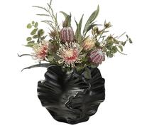 Aklimida Black Ceramic Coral Vase for Modern Home Decor, Nordic Art Pampas Grass, Boho Decor Donut Centerpiece