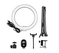 AKLOSIPY 10 Inch Mini LED Ring Light, USB Fill Light, Indoor Live Video Recording, Selfie Lighting, with on Stand, Phone Holder, Remote Shutter for Network Broadcasting