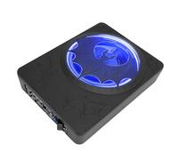 AKLOSIPY 10in Underseat Active Car Subwoofer, 1200W Peak Power Built in Amplifier, Cast Aluminum Shell with LED Lights, Adjustable Bass Boost and Gain, Low Pass Filter, for Car Truck (Blue)