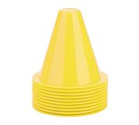 AKLOSIPY 10pcs 8cm Yellow Soft Soccer Training Cones, PE Plastic Football Markers with Base, Stackable Discs for Drill Boundaries, Field Equipment for Coaching and Practice (Yellow)