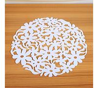 AKLOSIPY 1PCS Round Felt Table Mat Dining Placemats for Home Kitchen, Washable and Versatile Coaster, (White)