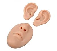 AKLOSIPY 3D Dark Skin Silicone Piercing Practice Model Set - Nose Mouth & Ear Training Kit for Beginners, Students & Body Art Professionals - FDA-Approved Food-Grade - Silicone (Medium Skin Color)