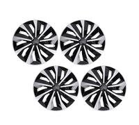 AKLOSIPY 4PCS 14 Inch Wheel Rim Covers Hub Caps Wheel Covers Black Silver Universal Fit for Most Cars Trucks with Snap In Design Impact ABS Material