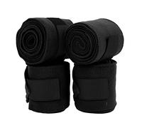 AKLOSIPY 4pcs Horse Leg Wrap Self Adhesive Double Sided Fleece Horse Leg Bandages AC7021 for Training Exercising Turnout -, Soft Breathable Flannel Compression Support Bandage Set (Black)