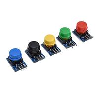 AKLOSIPY 5Pcs Electronic Button Module Large Push Switch with Color Covers for Building Circuits and Projects