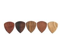 AKLOSIPY 5Pcs Non-Slip Wooden Guitar Picks with Grooves for Enhanced Playability - Ideal for Folk and Stage Performance